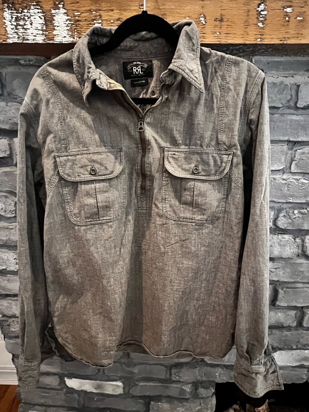 RRL Ralph Lauren Double RL Gray Utility/Work Shirt — Men’s S/M